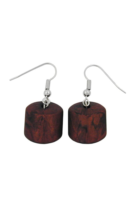 HOOK EARRINGS DARK BROWN MARBLED