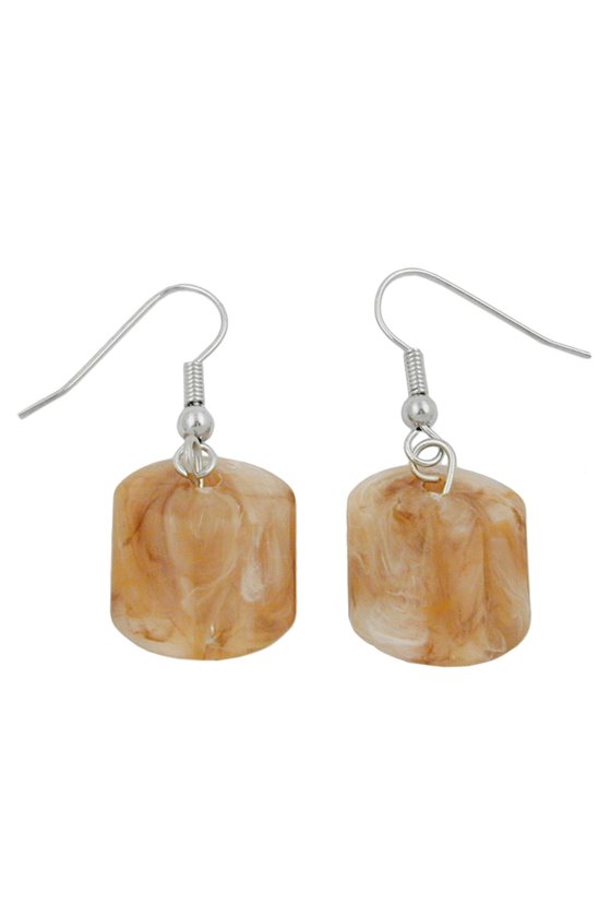 HOOK EARRINGS LIGHT BROWN MARBLED