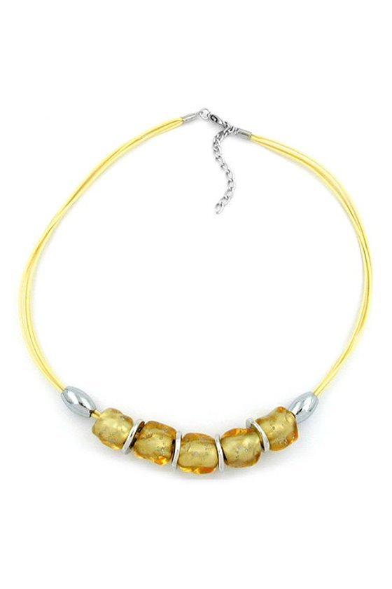 NECKLACE STONE BEAD GOLD-TONE 50CM