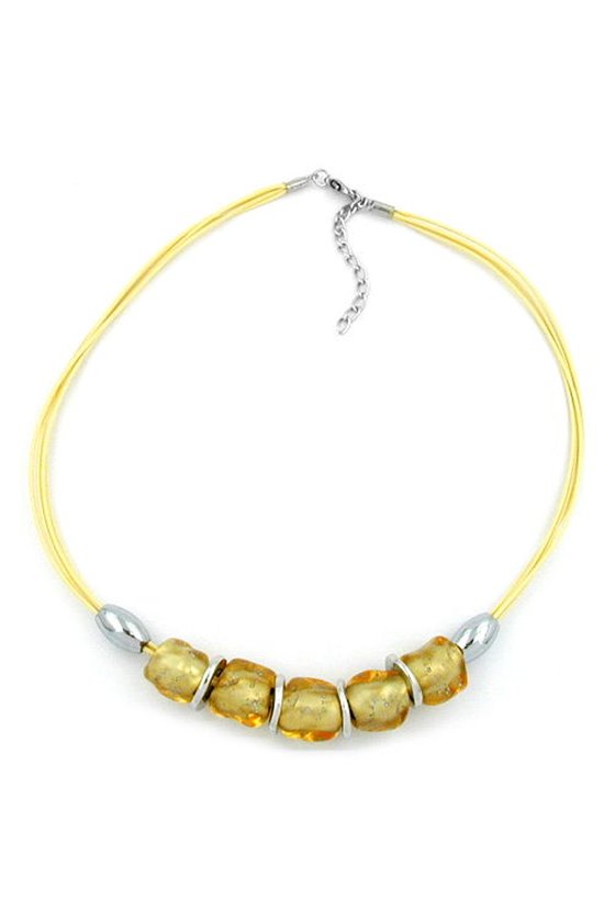 NECKLACE STONE BEAD GOLD-TONE 50CM