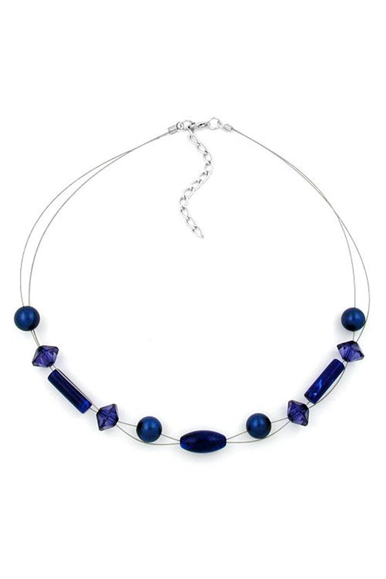 NECKLACE BLUE BEADS 42CM