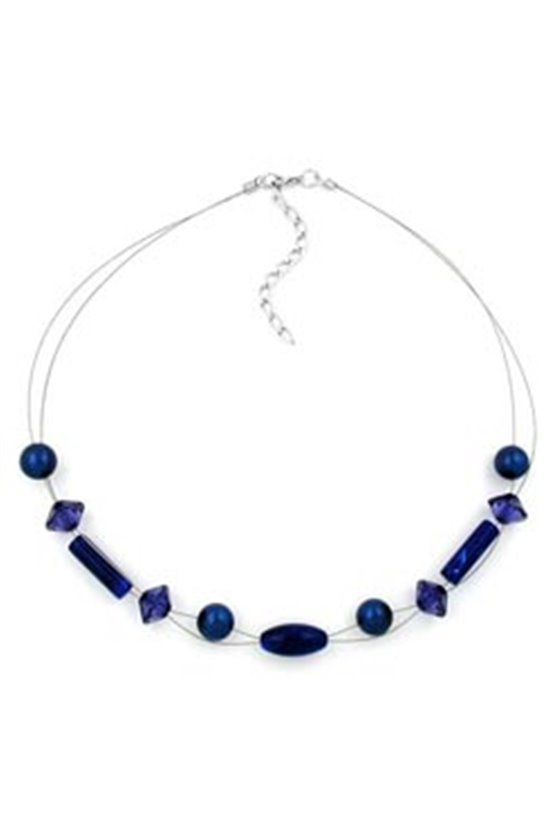 NECKLACE BLUE BEADS 42CM