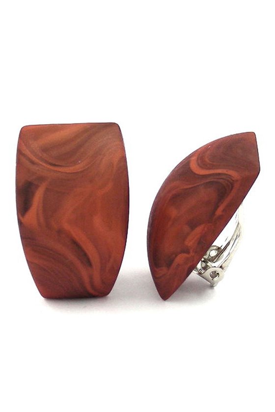 CLIP-ON EARRING TRAPEZIUM TOPAS MARBLED