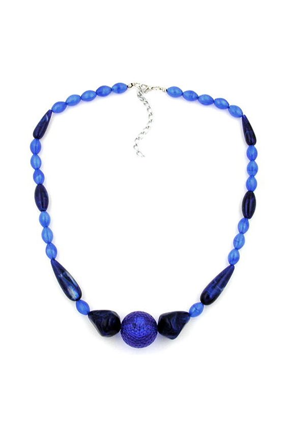 NECKLACE BLUE/SILKY BEADS DARK BLUE