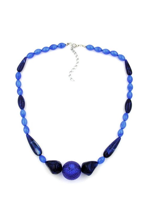 NECKLACE BLUE/SILKY BEADS DARK BLUE