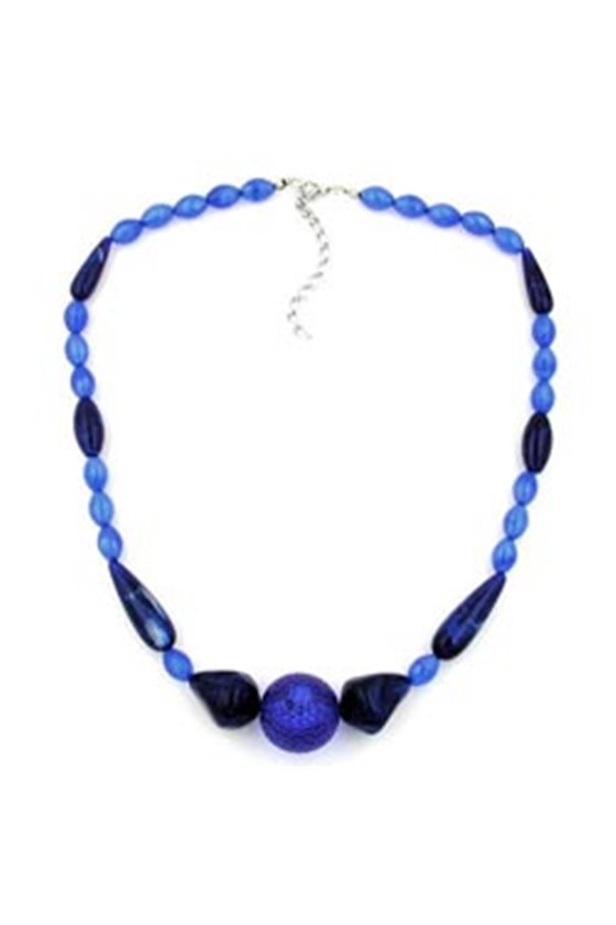 NECKLACE BLUE/SILKY BEADS DARK BLUE