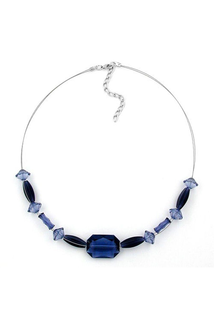NECKLACE BLUE TRANSPARENT BEADS 45CM