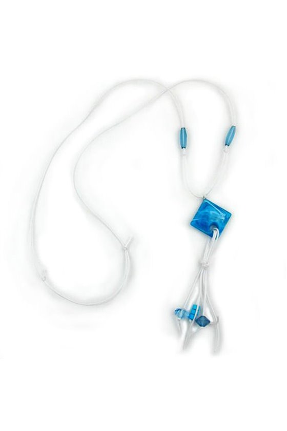 NECKLACE TURQUOISE SQUARE CORD,90CM