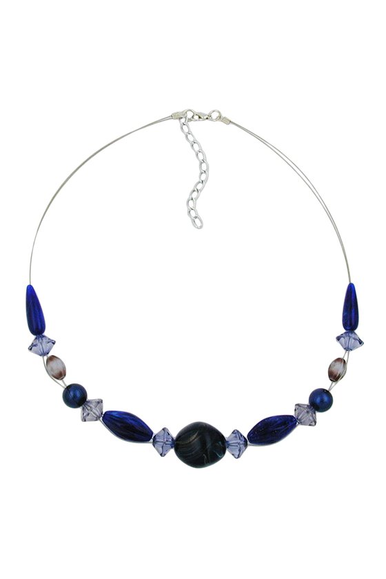 NECKLACE BLUE BEADS 45CM