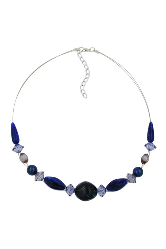 NECKLACE BLUE BEADS 45CM