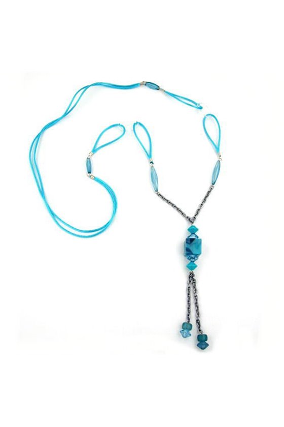 NECKLACE TURQUOISE BEADS CORD 90CM