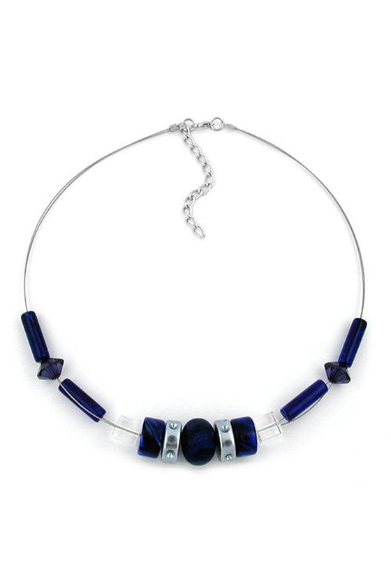 NECKLACE BLUE TRANSPARENT BEADS