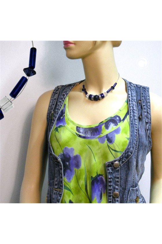 NECKLACE BLUE TRANSPARENT BEADS
