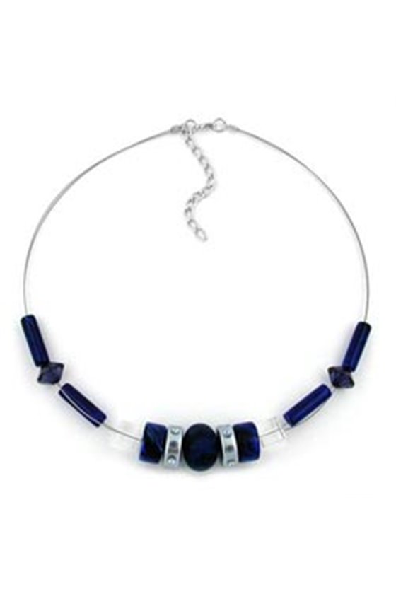 NECKLACE BLUE TRANSPARENT BEADS