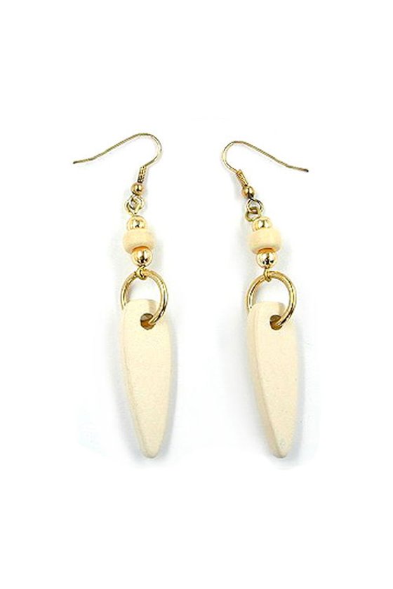 HOOK EARRINGS CERAMIC CREAM GOLD COLOURED