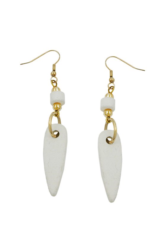 DROP EARRINGS CERAMIC WHITE-GOLD