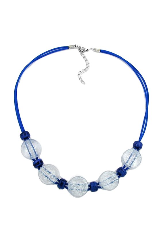 NECKLACE BLUE AND TRANSPARENT BEADS 48CM