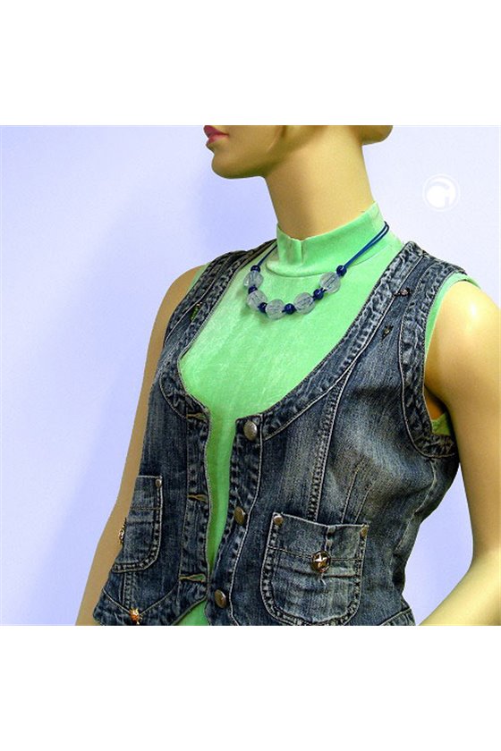 NECKLACE BLUE AND TRANSPARENT BEADS 48CM