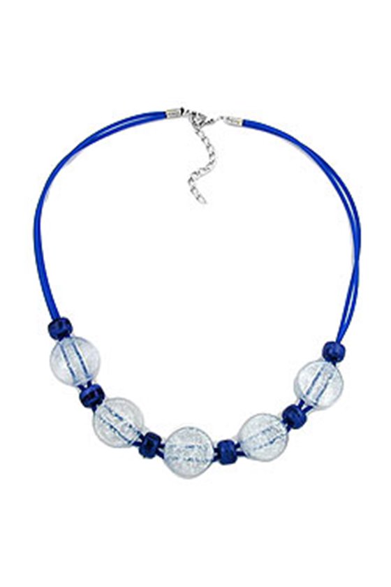 NECKLACE BLUE AND TRANSPARENT BEADS 48CM
