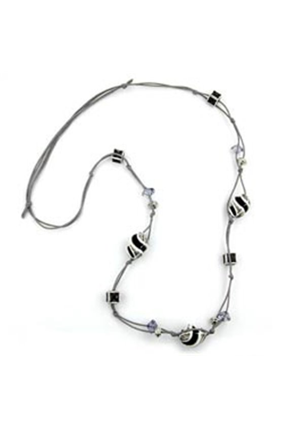 NECKLACE SQUARE BEADS BLACK-WHITE 100CM