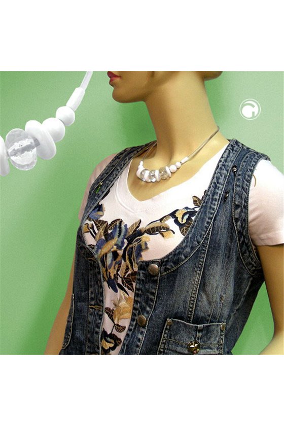 NECKLACE TRANSPARENT/FACETED/WHITE BEADS