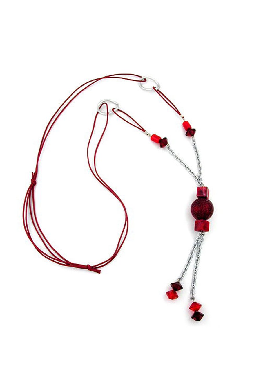 NECKLACE RED BEADS 90CM