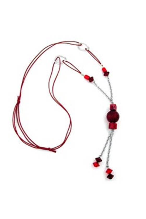 NECKLACE RED BEADS 90CM