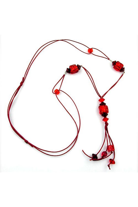NECKLACE RED BEADS 95CM
