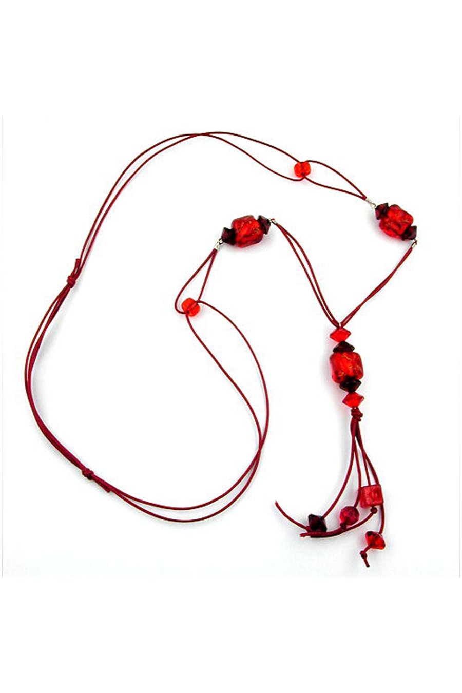 NECKLACE RED BEADS 95CM