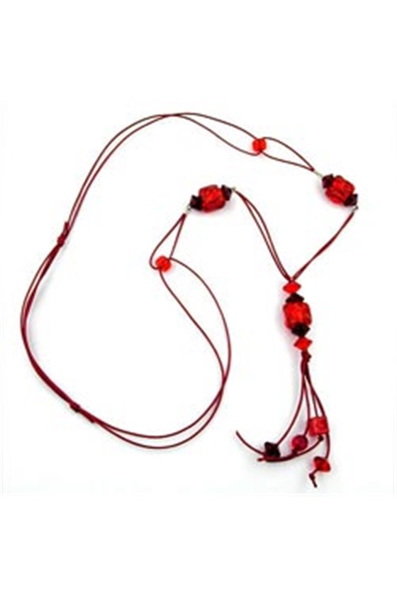 NECKLACE RED BEADS 95CM