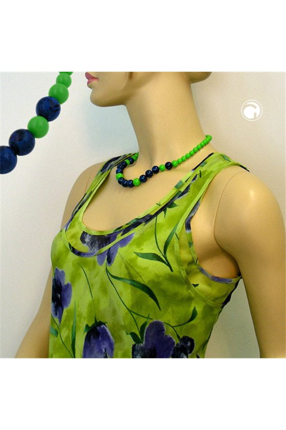 NECKLACE APPLE GREEN/ BLUE BEADS