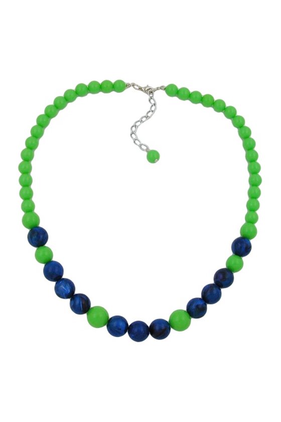 NECKLACE APPLE GREEN/ BLUE BEADS