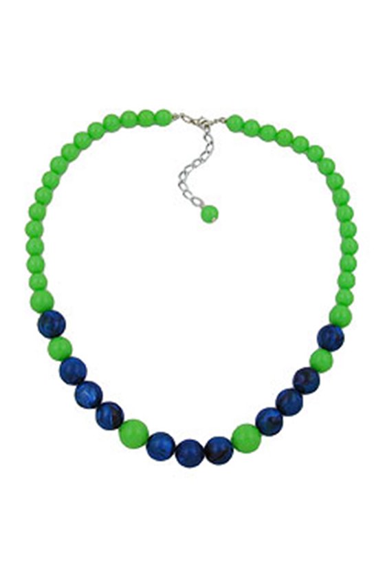 NECKLACE APPLE GREEN/ BLUE BEADS