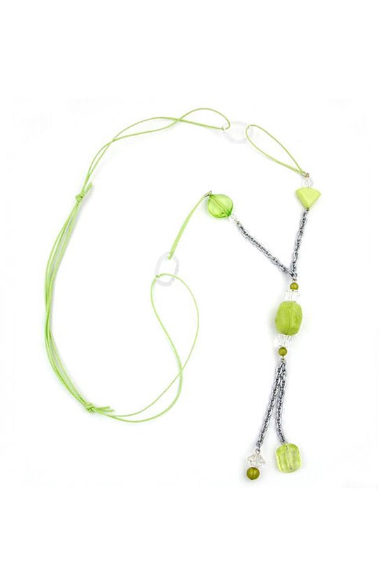 NECKLACE LIGHTGREEN BEADS 90CM