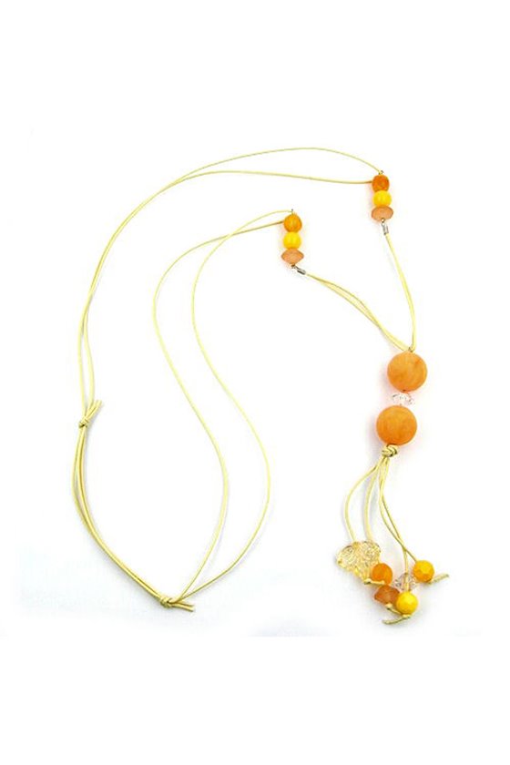 NECKLACE YELLOW BEADS 90CM