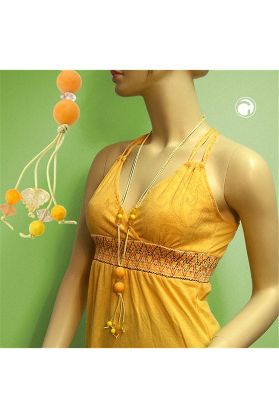 NECKLACE YELLOW BEADS 90CM