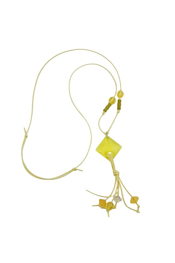 NECKLACE SQUARE BEADS YELLOW