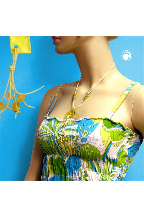 NECKLACE SQUARE BEADS YELLOW