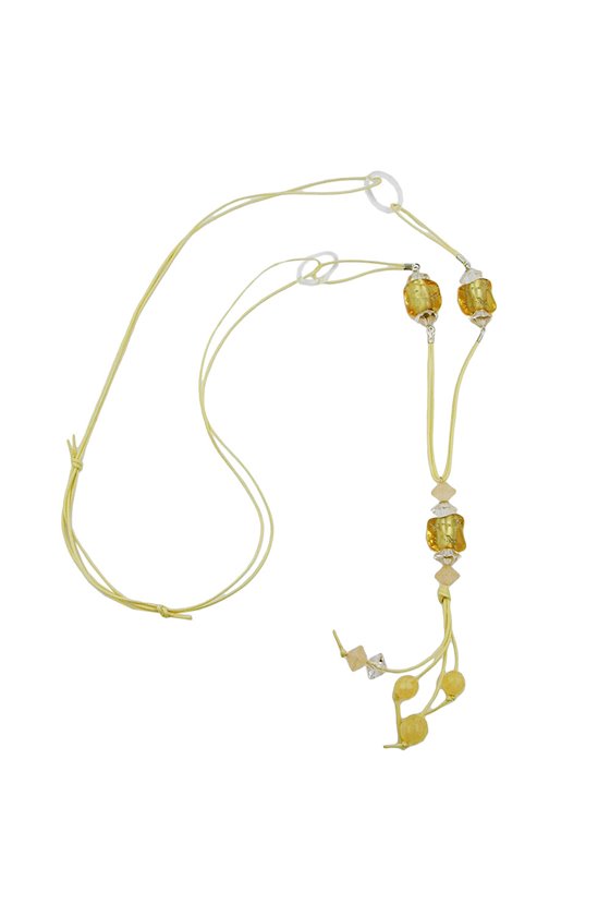 NECKLACE YELLOW BEADS 100CM