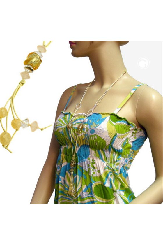 NECKLACE YELLOW BEADS 100CM