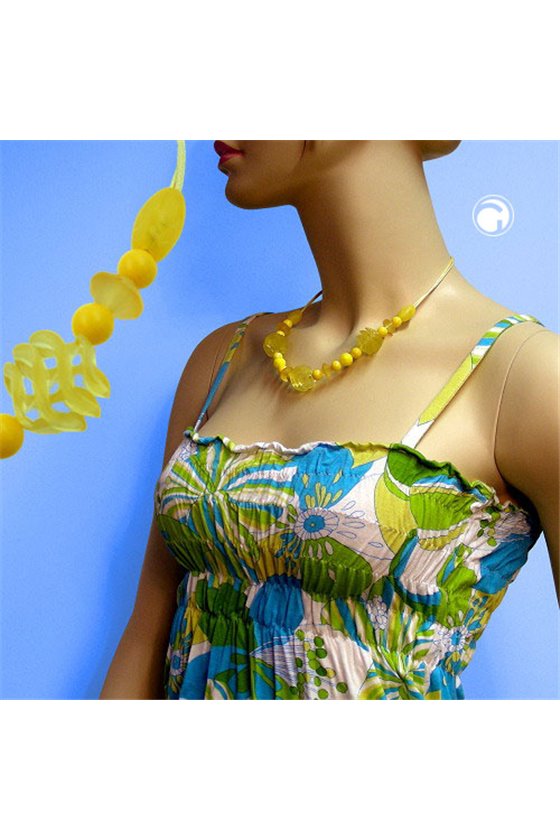 NECKLACE YELLOW BEADS 45CM
