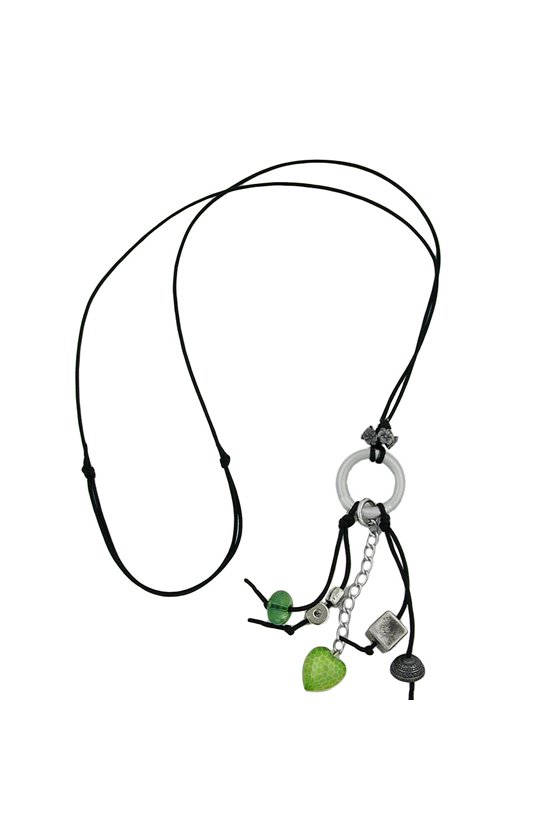 NECKLACE LIGHT GREEN/ SILVER-GREY BEADS