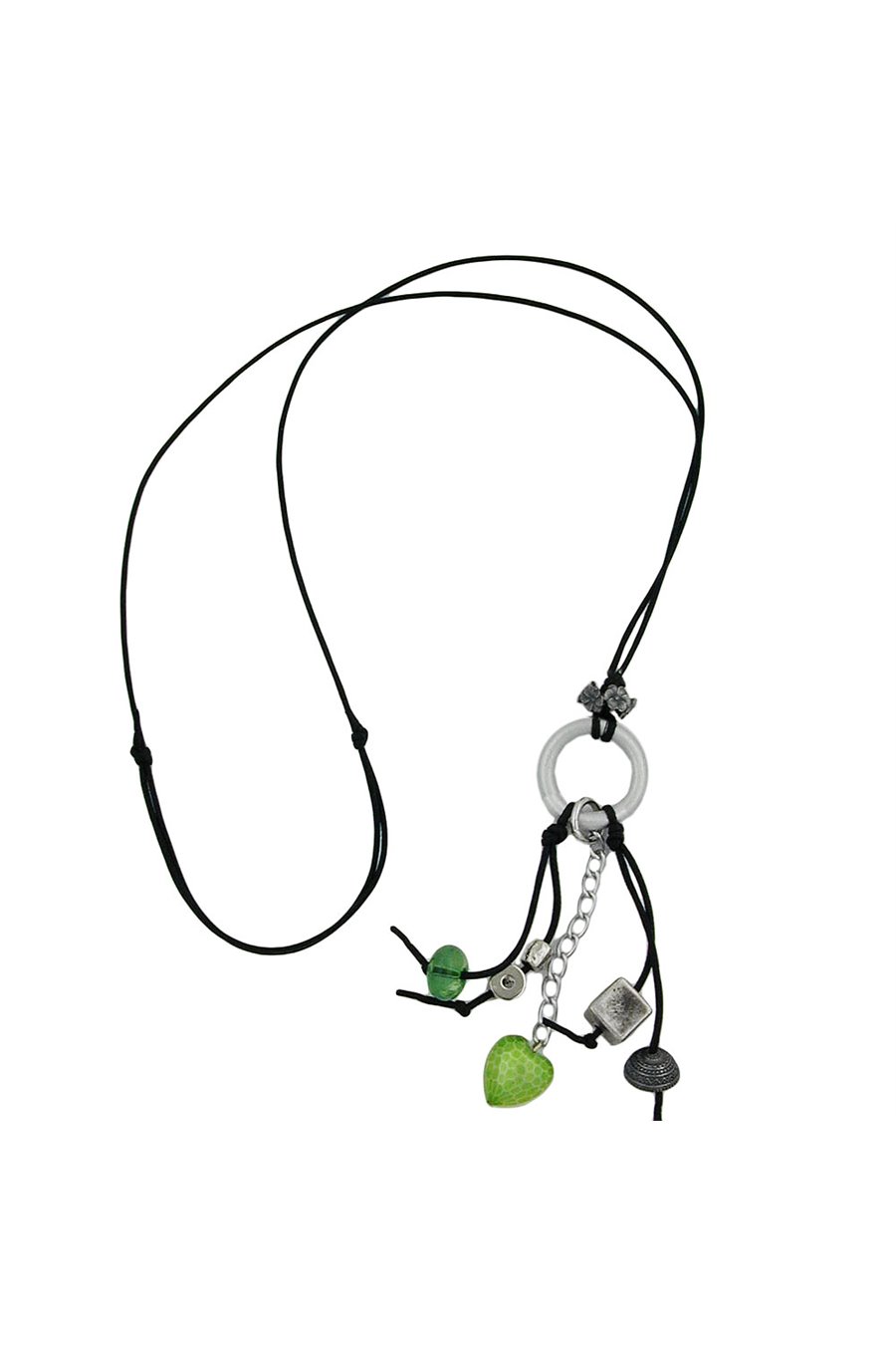 NECKLACE LIGHT GREEN/ SILVER-GREY BEADS