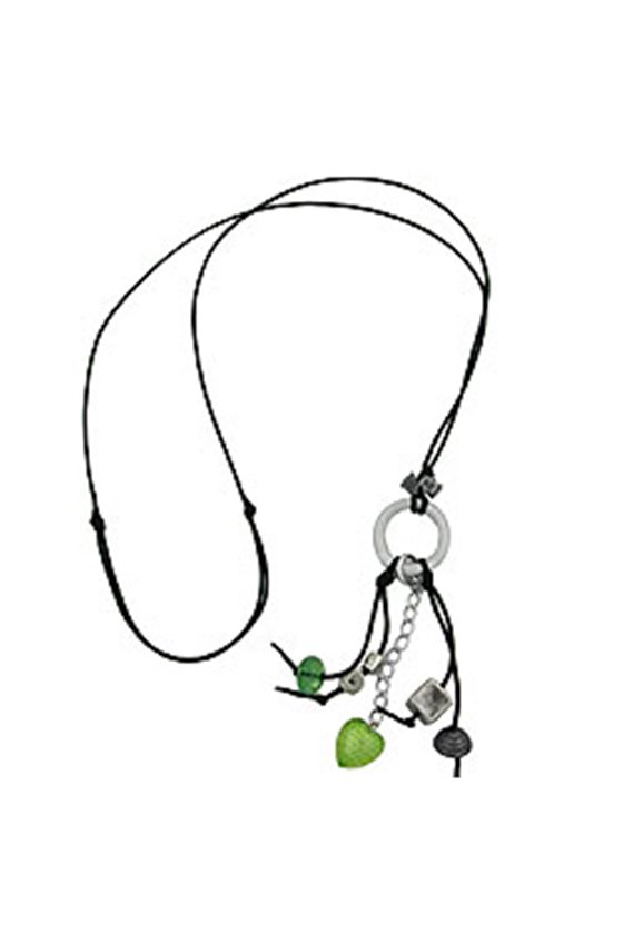 NECKLACE LIGHT GREEN/ SILVER-GREY BEADS
