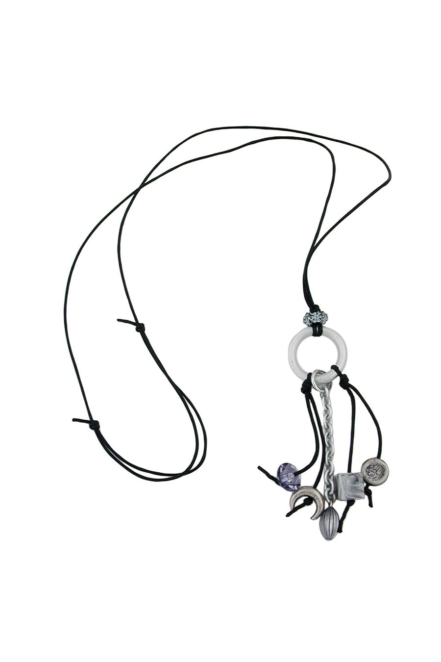 NECKLACE GREY BEADS 90CM