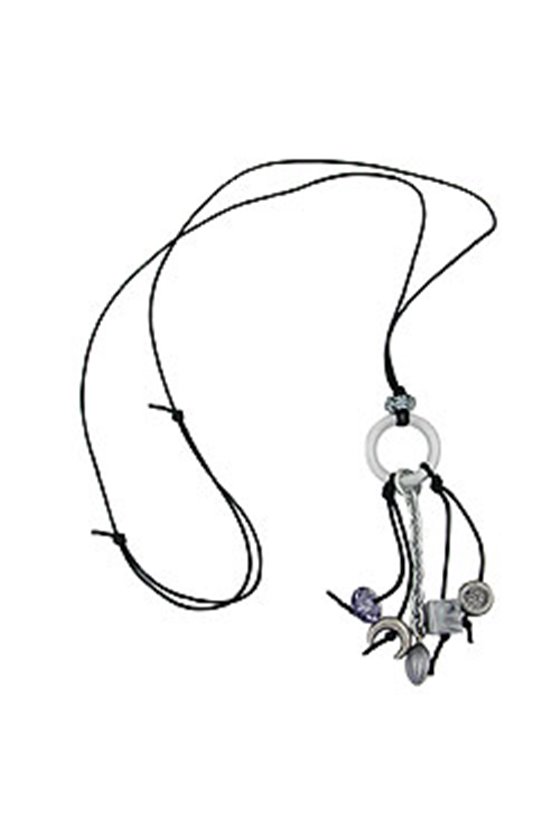 NECKLACE GREY BEADS 90CM