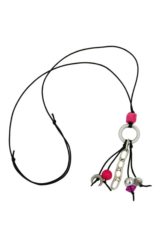 NECKLACE SILVER-GREY / PINK BEADS