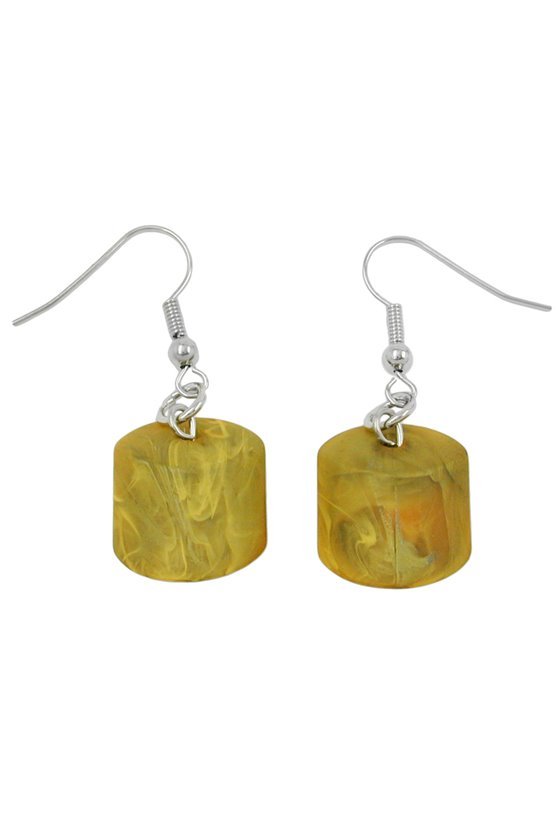 HOOK EARRINGS SLANTED BEAD YELLOW