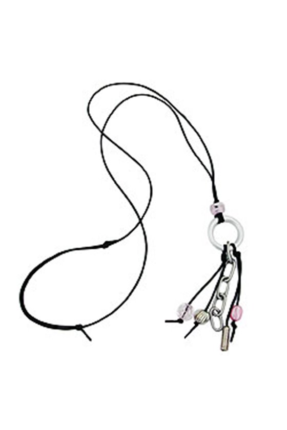 NECKLACE GREY-SILVER BEADS 90CM
