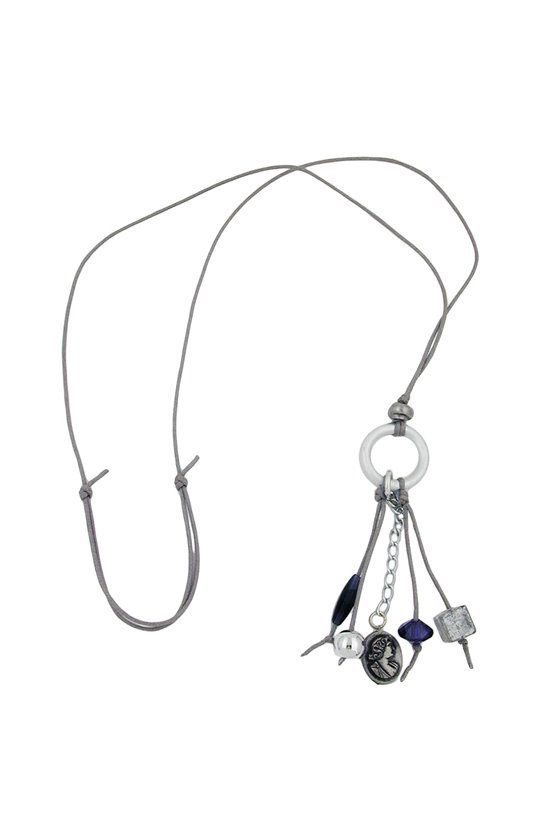 NECKLACE LIGHT GREY/ BLUE BEADS